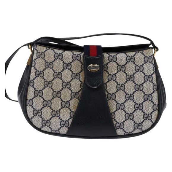 GUCCI GG Supreme Sherry Line Shoulder Bag PVC Navy Gold 72 02 024 Auth 145654 - Picture 10 of 16